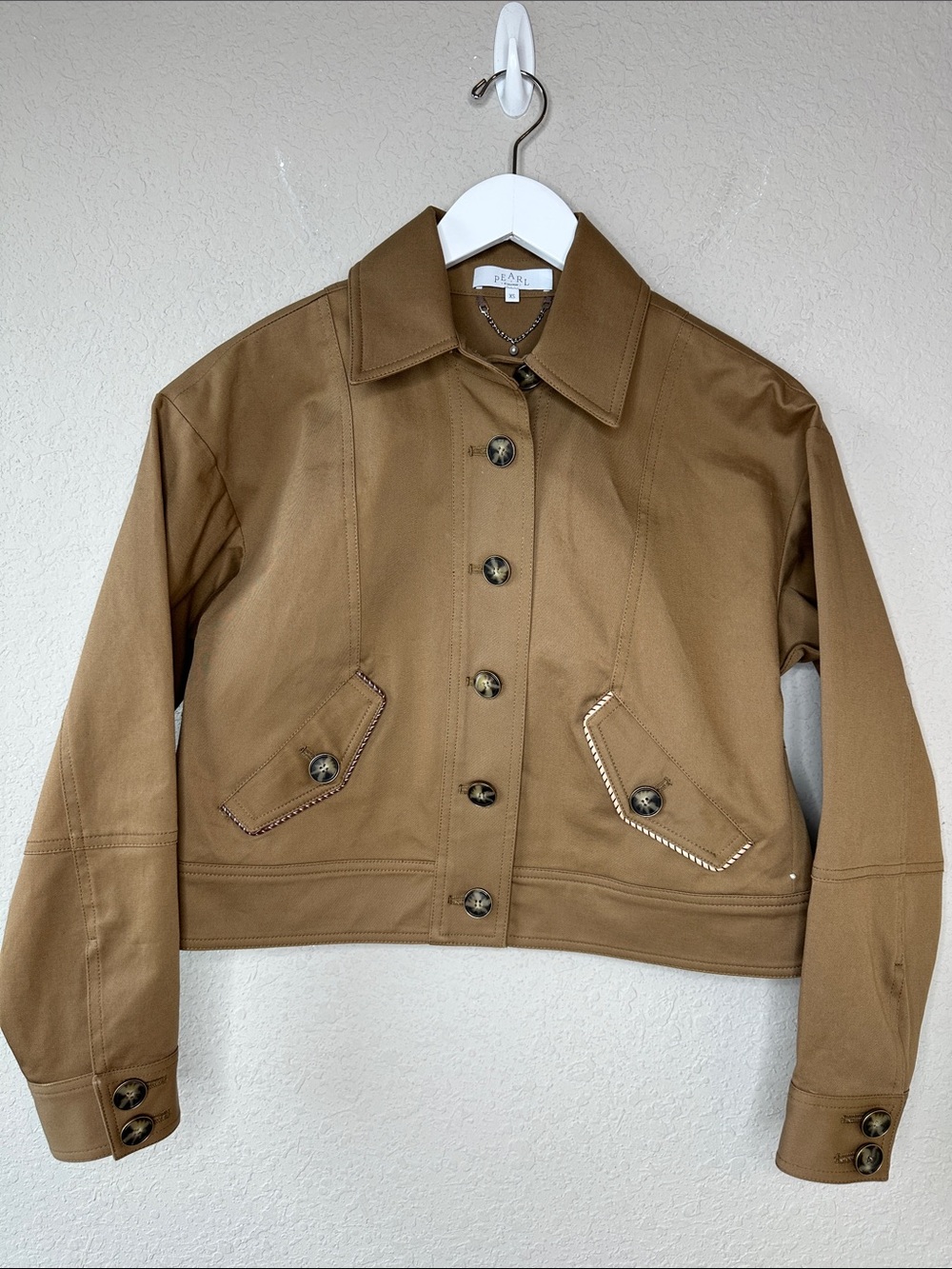 Pearl by Lela Rose Women's Utility Jacket Size XS Dark Tan / Brown Pockets